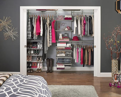 ClosetMaid ShelfTrack Nickel Standard Upright, Closet System Hardware, 30 in., Double Slot, Durable Steel for Closets, Pantries, Utility, Laundry