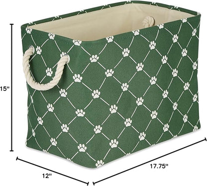 Bone Dry Pet Storage Collection Paw and Bone Print, Large Rectangle, 17.5x12x15 Hunter Green Trellis
