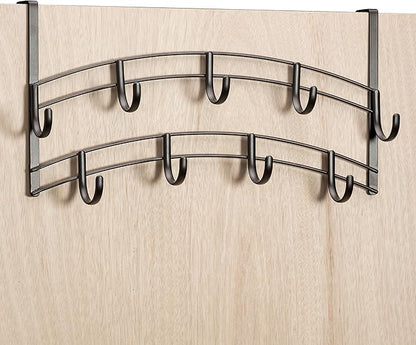 LYNK Professional® Home™ Over The Door Hooks - 9 Hook Over The Door Hanger - Over Door Coat Rack - Hanging Towels or Clothes - Bathroom, Bedroom or Laundry Room - Lifetime Ltd. Warranty – Bronze