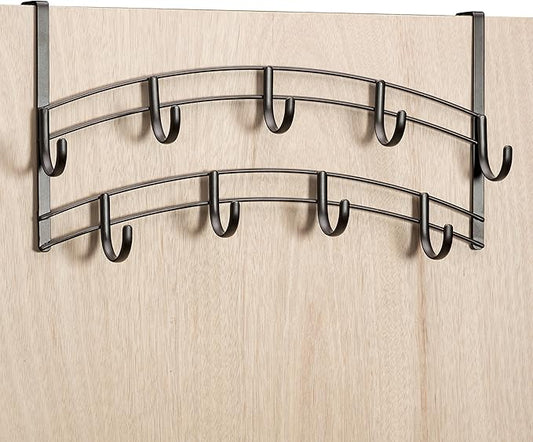 LYNK Professional® Home™ Over The Door Hooks - 9 Hook Over The Door Hanger - Over Door Coat Rack - Hanging Towels or Clothes - Bathroom, Bedroom or Laundry Room - Lifetime Ltd. Warranty – Bronze