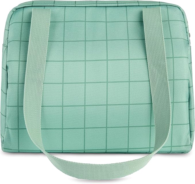 PackIt® Freezable Hampton Lunch Bag, Sports Grid Sage, Built with EcoFreeze® Technology, Collapsible, Reusable, Zip Closure with Front Pocket and Shoulder Straps, Designed for Fresh Office Lunches