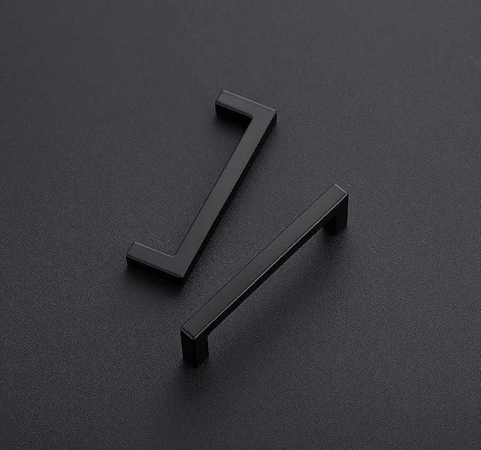 Ravinte 20 Pack Solid 3-1/2 Inch Center to Center Slim Square Bar Drawer Handles - Cabinet Hardware in Matte Black - Kitchen Handles and Pulls