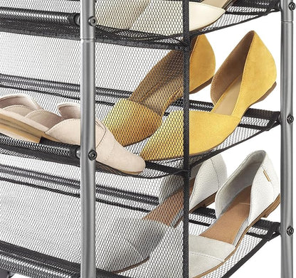 Whitmor 4-Tier Metal & Mesh Shoe Rack, Gunmetal