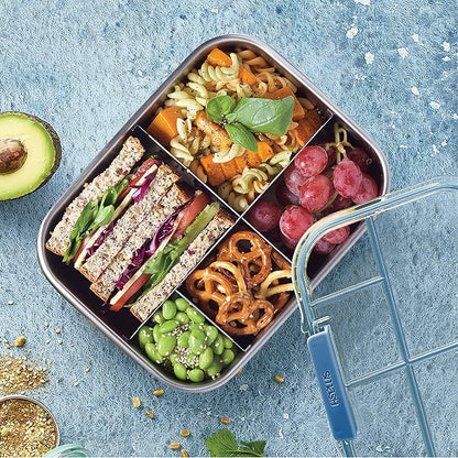 Smash Stainless Steel Bento Lunch Box, 5 Compartments, Blue, 47.3 fl oz
