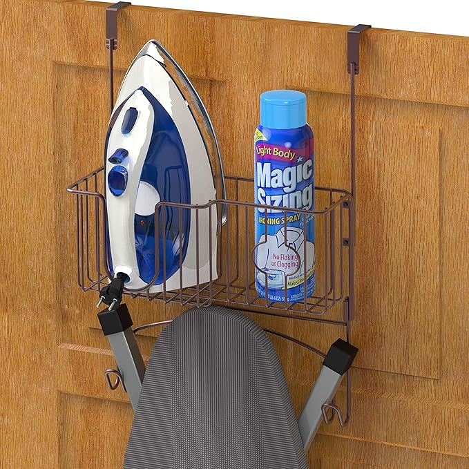 Simple Houseware Over-The-Door/Wall-Mount Ironing Board Holder, Bronze