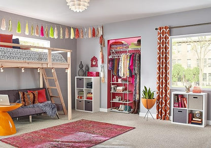 ClosetMaid® Maximizer™ Closet Accessory, Add Adjustable Storage Space, 4 Shelves, Double Hang Rod, Tool Free, Add On Unit, White