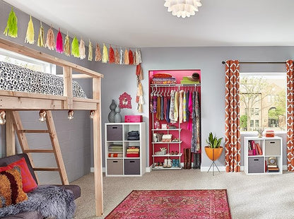 ClosetMaid® Maximizer™ Closet Accessory, Add Adjustable Storage Space, 4 Shelves, Double Hang Rod, Tool Free, Add On Unit, White