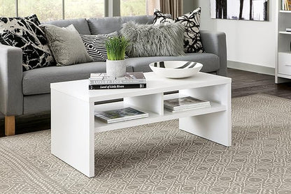 ClosetMaid 1654 Rectangular Coffee Table with Storage Shelves, White