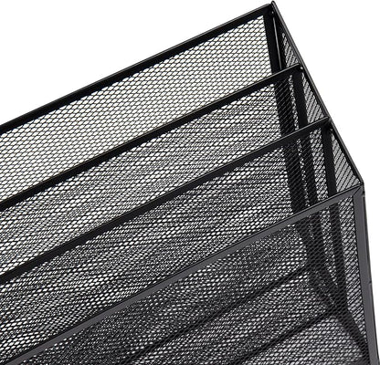 Mind Reader Metal Mesh File Organizer, Black | 3-Tier | Desktop | Modern Style | Pack of 4