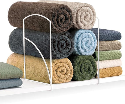 LYNK Professional® Home™ Tall White Shelf Dividers - Linen Closet Organizers and Storage - Linen Storage - Closet Organization - Towel Organizer for Closet (Set of 2)